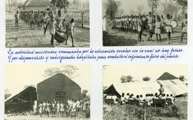 Álbum de fotos personal. Primeras escuelas construidas por la misión. Rodesia (finales de los años 50)